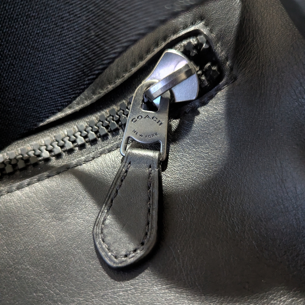 Coach Black Leather Belt Bag with Front Pocket - Picture 7 of 13